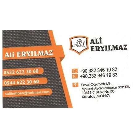 Ali Eryılmaz Ayakkabı Deri Ürün. Gıda İnş. Ve Tic. Ltd Şti Ali Eryılmaz Ayakkabı Deri Ürün. Gıda İnş. Ve Tic. Ltd Şti