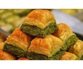 multilayered flaky pastry with walnuts, pistachios etc