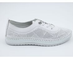 White Perforated Genuine Leather Women's Shoes