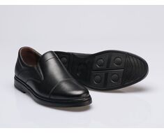 Black Genuine Leather Classic Laceless Men's Shoes